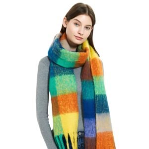 Colorful Four-Grid Scarf